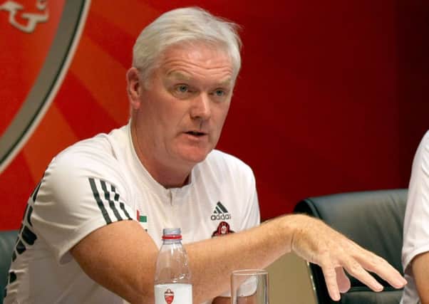 Roy Aitken speaks to reporters shortly after being appointed assistant manager at Al-Ahli. Picture: Getty