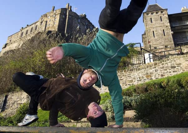 Swedish street dancers Pontus Linder and Olov Ylinenpaa prepare for the show. Picture: Ian Rutherford