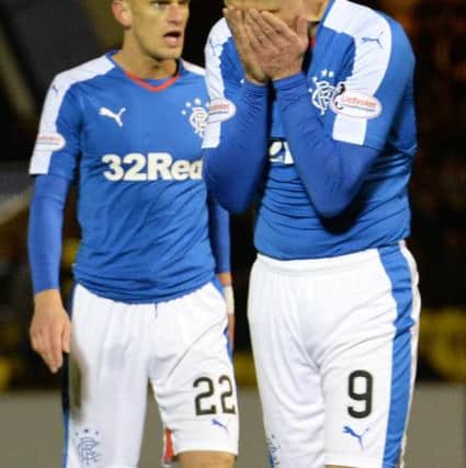 Frustration for Gers pair Dean Shiels and Kenny Miller after the draw. Picture: SNS