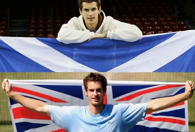 Andy Murray with a Saltire, and below with the Union flag. Pictures: Getty