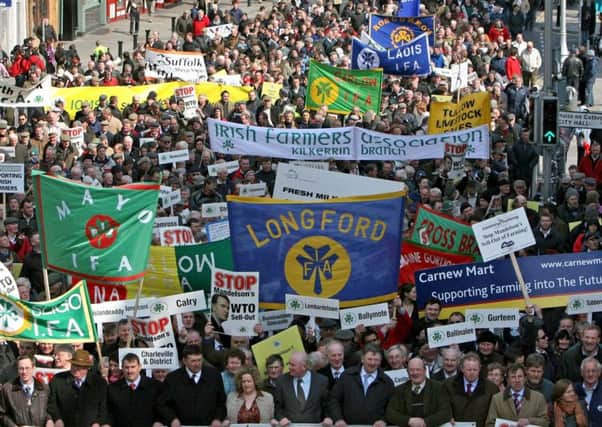 Irish farmers, who protested in 2008 against European proposals on world trade, have been shocked by recent IFA events. Picture: Niall Carson/PA Wire