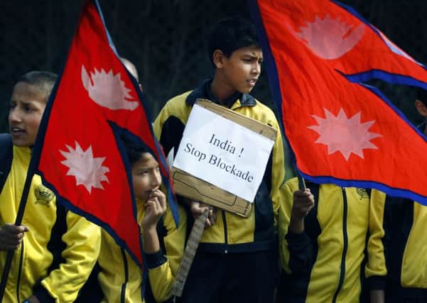 Pupils take part in a protest on the outskirts of Kathmandu. Picture: AFP/Getty Images
