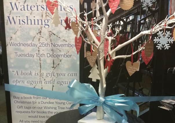 The Waterstones Wishing Tree has returned to the Commercial Street store in Dundee. Photo: University of Dundee