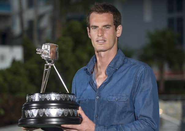 Andy Murray accepts his BBC Sports Personality of the Year award for 2013 in Miami, where he was training. Picture: PA