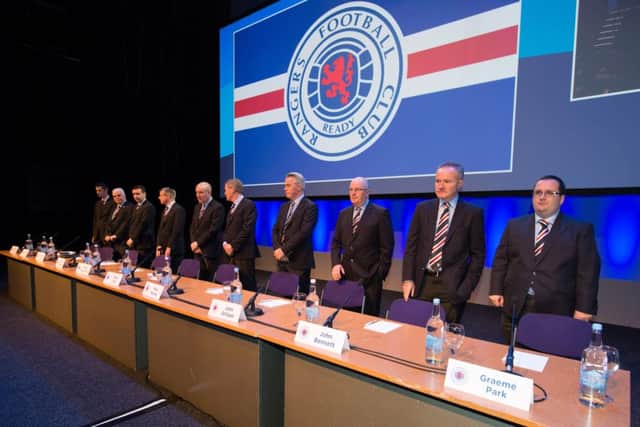 Greg McKnight, James Blair, Andrew Dickson, Stewart Robertson, Mark Warburton, Dave King, Paul Murray, John Gilligan, John Bennett and Graeme Park. Picture: SNS