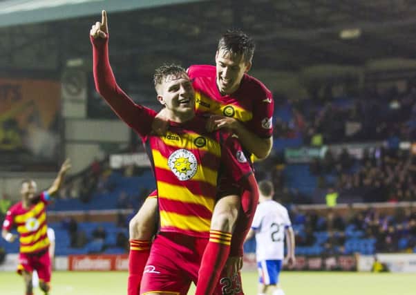 Partick Thistle's Robbie Muirhead (front) celebrates his goal with team mate Callum Booth. Picture: SNS