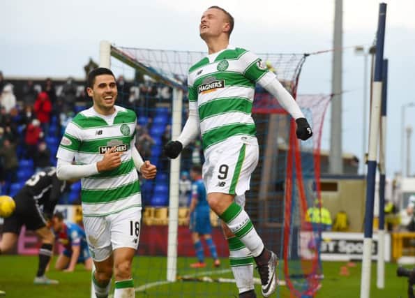 Celtic's Leigh Griffiths celebrates having put his side back in front. Picture: SNS
