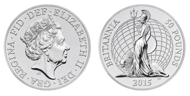 TheRoyal Mint's first ever £50 coin which also has a face value for the same amount. Picture: PA