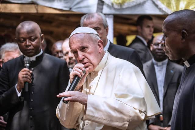 Pope Francis dropping beats in Bangui in the Central African Republic. Picture: AFP/Getty