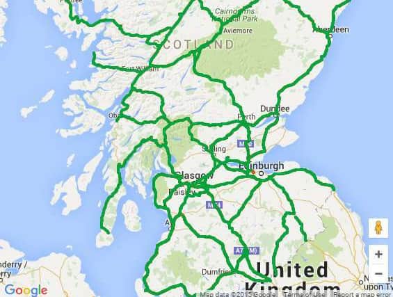 This graphic shows the trunk roads covered by Transport Scotland. Photo: Traffic Scotland