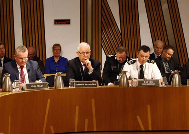 Police Scotland representatives giving evidence to the Justice Committee. Picture: Andrew Cowan
