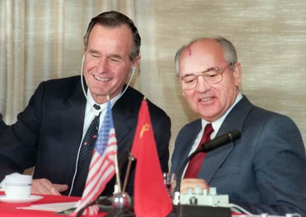 In 1989, US president George Bush and Soviet president  Mikhail Gorbachev declared that the Cold War was over. Picture: AFP/Getty Images