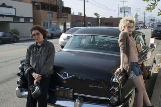 Lily Tomlin as Elle Reid and Julia Garner as Sage in the film Grandma written and directed by Paul Weitz