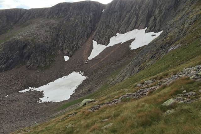 Garbh Choire Mor, on the slopes of Braeriach, has been snow-free on just five occasions since the 1700s. Picture: Iain Cameron