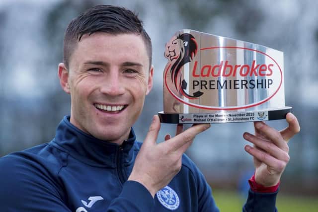 St Johnstone's Michael O'Halloran is delighted to have won the Ladbrokes Premiership Player of the Month Award for November. Picture: SNS