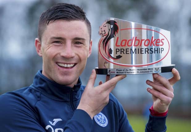 St Johnstone's Michael O'Halloran is delighted to have won the Ladbrokes Premiership Player of the Month Award for November. Picture: SNS