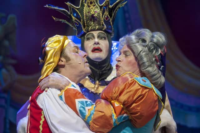 From left, Andy Gray, Grant Stott and Allan Stewart form the backbone of the King's Theatre pantomime team. Picture: Douglas Robertson