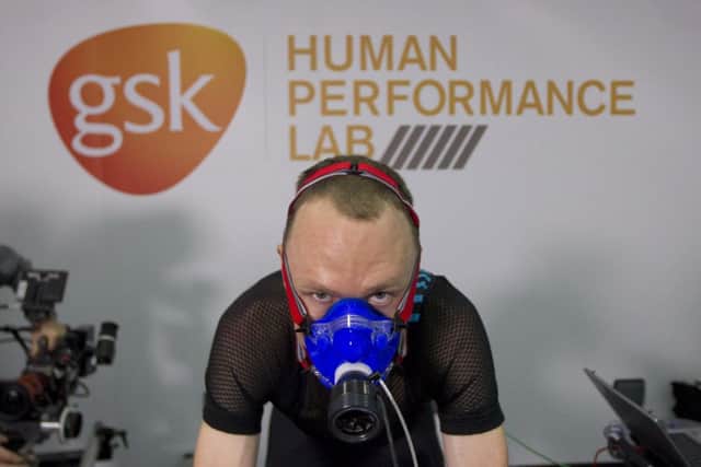 Two-time Tour de France winner Chris Froome at the GSK Human Performance Lab in London where he underwent testing. Picture: onEdition