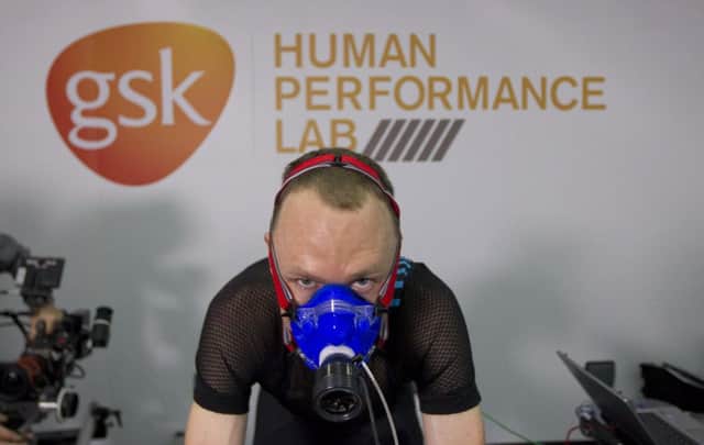 Two-time Tour de France winner Chris Froome at the GSK Human Performance Lab in London where he underwent testing. Picture: onEdition