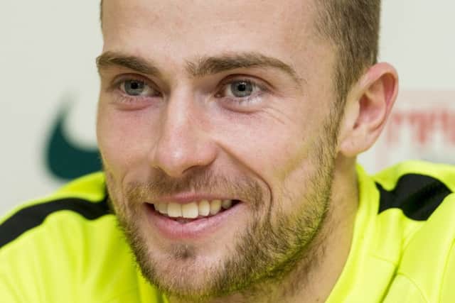 Hibernian's Lewis Stevenson talks to the press ahead of his side's upcoming Ladbrokes Championship fixture against Morton. Picture: SNS