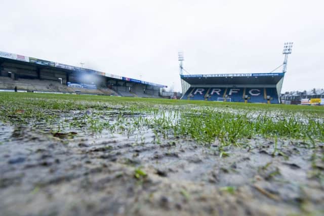 Stark's Park was waterlogged on Saturday, but switching the season to fit in with Scotlands 'best months' weather-wise may not make any difference. Picture: SNS