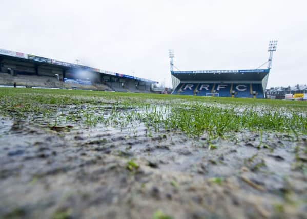 Stark's Park was waterlogged on Saturday, but switching the season to fit in with Scotlands 'best months' weather-wise may not make any difference. Picture: SNS