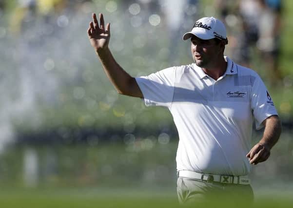 Marc Leishman enjoys his victory after a difficult 2015 in which his wife fell seriously ill with toxic shock syndrome. Picture: AP