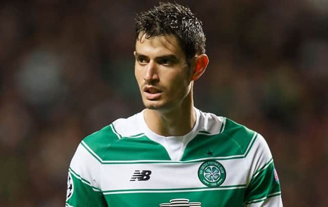 Nir Bitton looks on during a break in play during the Champions League play-off clash between Celtic and Malmo at Parkhead. Picture: Getty Images