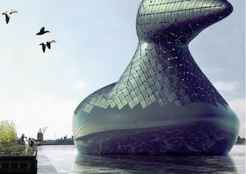 This 12ft duck covered in solar was proposed for a park in Copenhagen