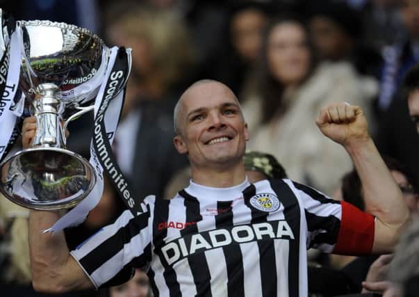 St Mirren capitain Jim Goodwin lifts the Scottish League Cup after the Buddies defeated Hearts 3-2 in the 2013 final. Picture: Phil Wilkinson