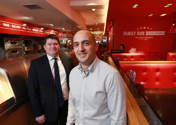 Marco Pia, right, with Clydesdale Bank's Graeme Muir at City Restaurant in Edinburgh. Picture: Chris Watt