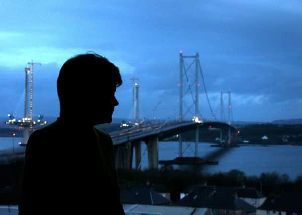 First Minister Nicola Sturgeon visits the Forth Road Bridge after a crack forced its closure last week. Picture: PA