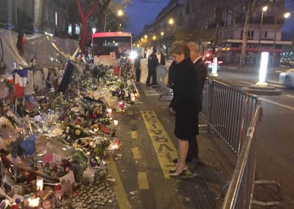 First Minister Nicola Sturgeon made a private visit this week to the Bataclan concert hall in Paris, where 89 people lost their lives. Picture: Scottish Government/PA Wire