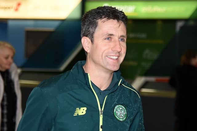Celtic assistant manager John Collins prepares to depart ahead of his side's fixture against Fenerbahce. Picture: SNS Group