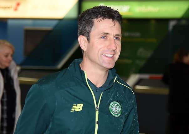 Celtic assistant manager John Collins prepares to depart ahead of his side's fixture against Fenerbahce. Picture: SNS Group