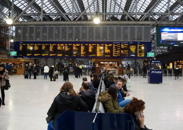 02/11/15 . GLASGOW: Glasgow Central Station. GVâ¬"s of Central Station. central station . trains , commuters , commuting, scotrail , virgin , travel , ScotRail , passangers.