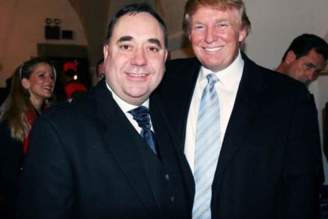 Alex Salmond and Donald Trump were all smiles at the Dressed to Kilt fashion show in New York in 2006. Picture: Erin Siegal/Reuters