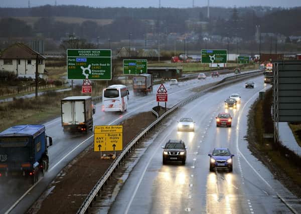 Vehicles on the M876 heading towards Kincardine Bridge, where a car ban has now been partially lifted. Picture: Michael Gillen