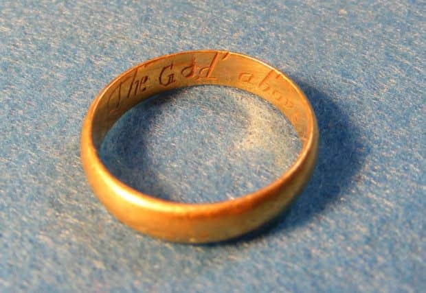 The 17th Century poesy ring found by a member of the public in Inverbervie, Aberdeenshire, who received £700 from the Treasure Trove Unit.