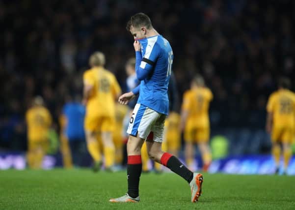 Rangers' Andrew Halliday appears dejected at the final whistle. Picture: PA
