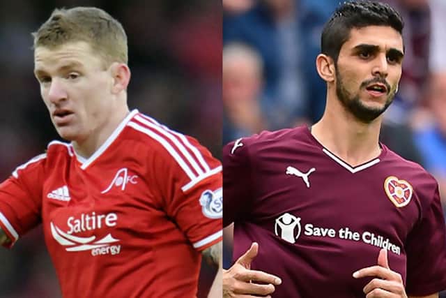 Star men: Jonny Hayes, left, for Aberdeen and Hearts defender Igor Rossi. Pictures: John Devlin/Getty Images