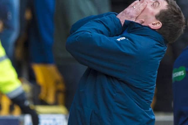 Frustration for Tommy Wright in the St Johnstone dugout. Picture: SNS