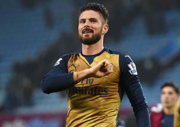 Arsenal scorer Olivier Giroud celebrates at the final whistle. Picture: Getty