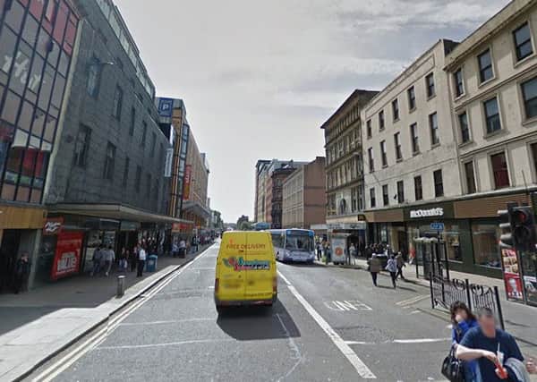 The incident occurred at Jamaica Street, Glasgow, near the four corners area. Picture: Google