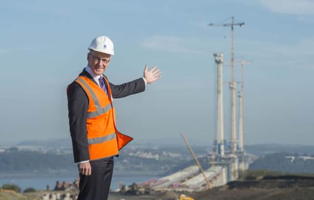 John Swinney at the construction of the new Queensferry Crossing. Picture: Phil Wilkinson.
