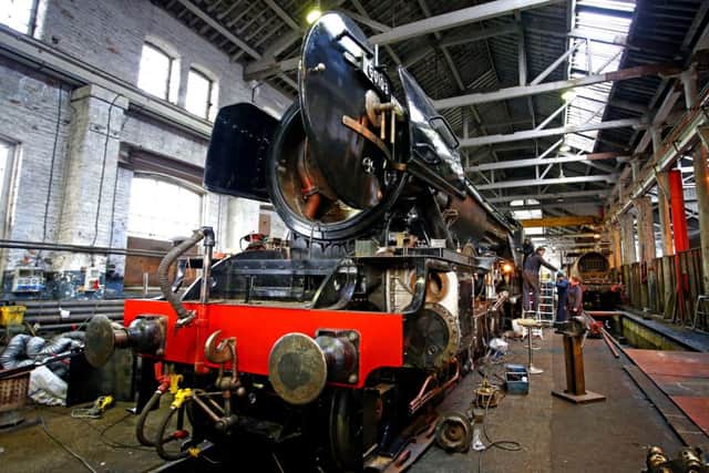 The Flying Scotsman locomotive seen in the workshop at Riley and Son Ltd in Bury. Picture: PA