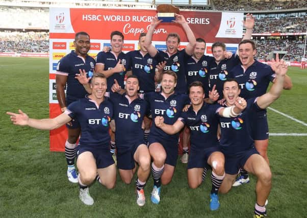 Scotland beat England in the final of the Bowl at the HSBC Cape Town Sevens. Picture: Carl Fourie/Gallo Images/Getty