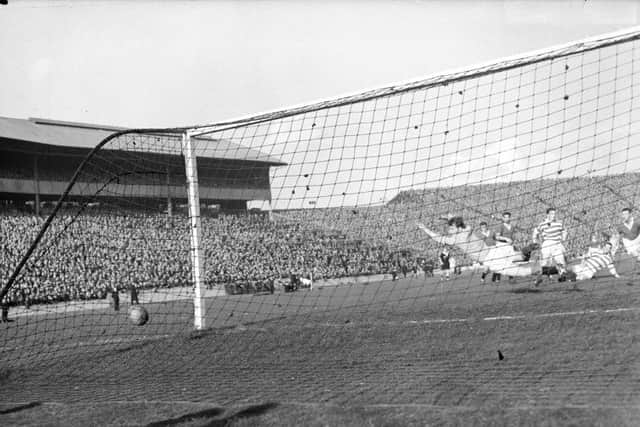 Neil Mochan scores for Celtic in a 4-1 Scottish Cup semi-final replay defeat against Rangers in 1960. Picture: TSPL
