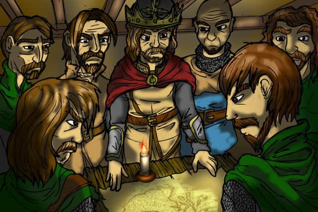 A scene from the comic book on Robert the Bruce. A similar book on Sir William Wallace will be published next year