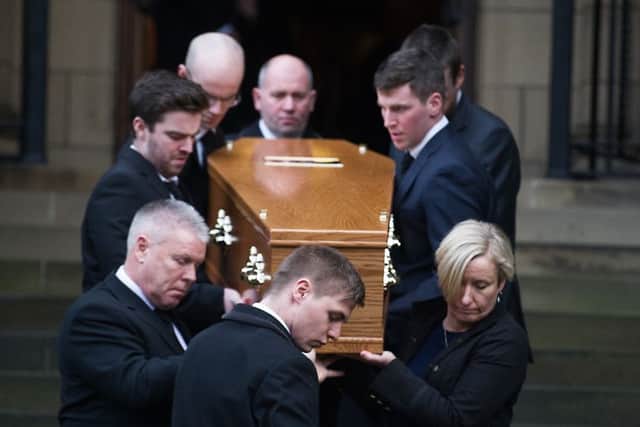 The funeral of Scottish novelist William McIlvanney was held at his alma mater, Glasgow University. Picture: John Devlin